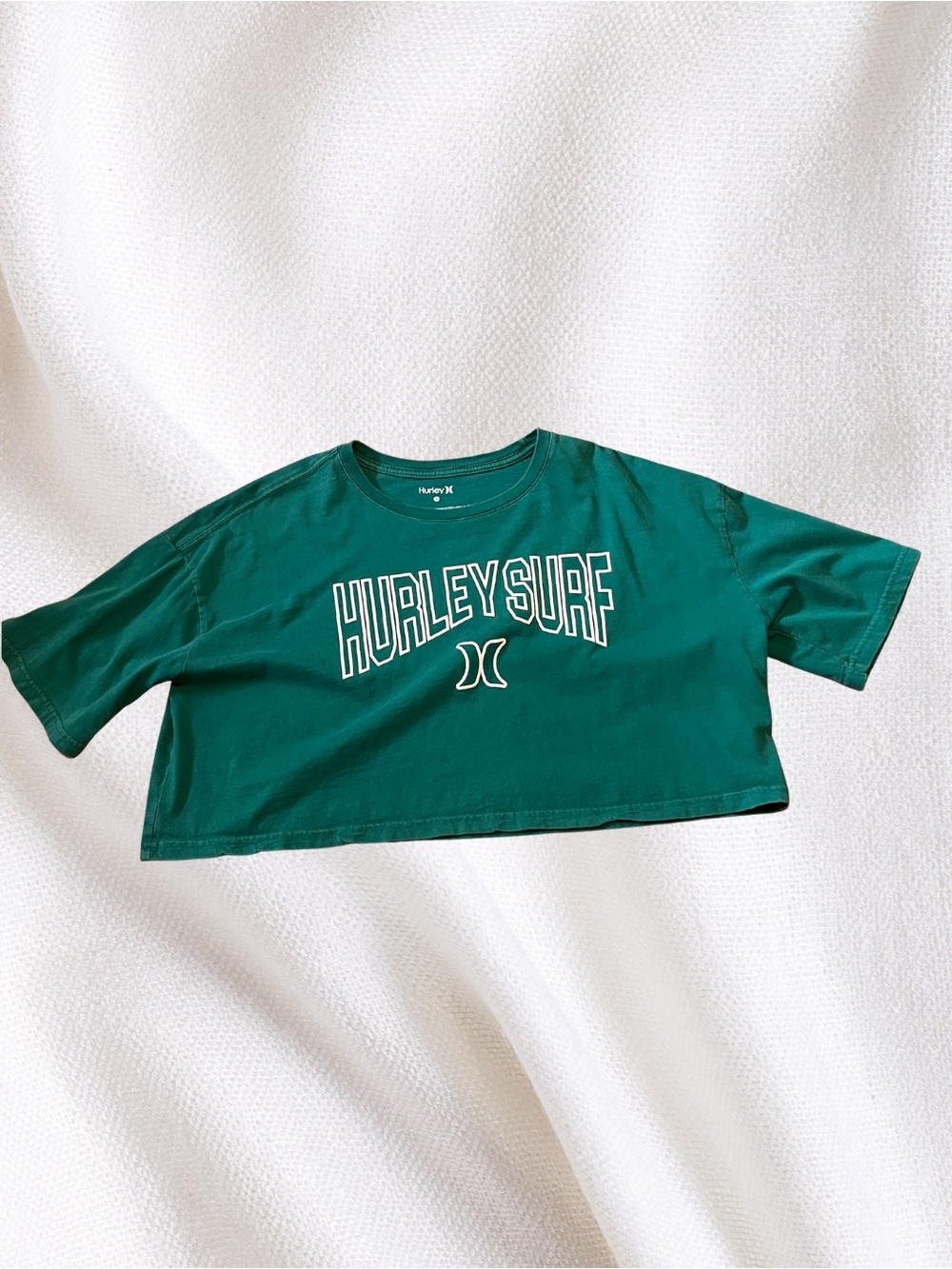 Hurley Green Cropped Tee with HURLEY SURF Graphic